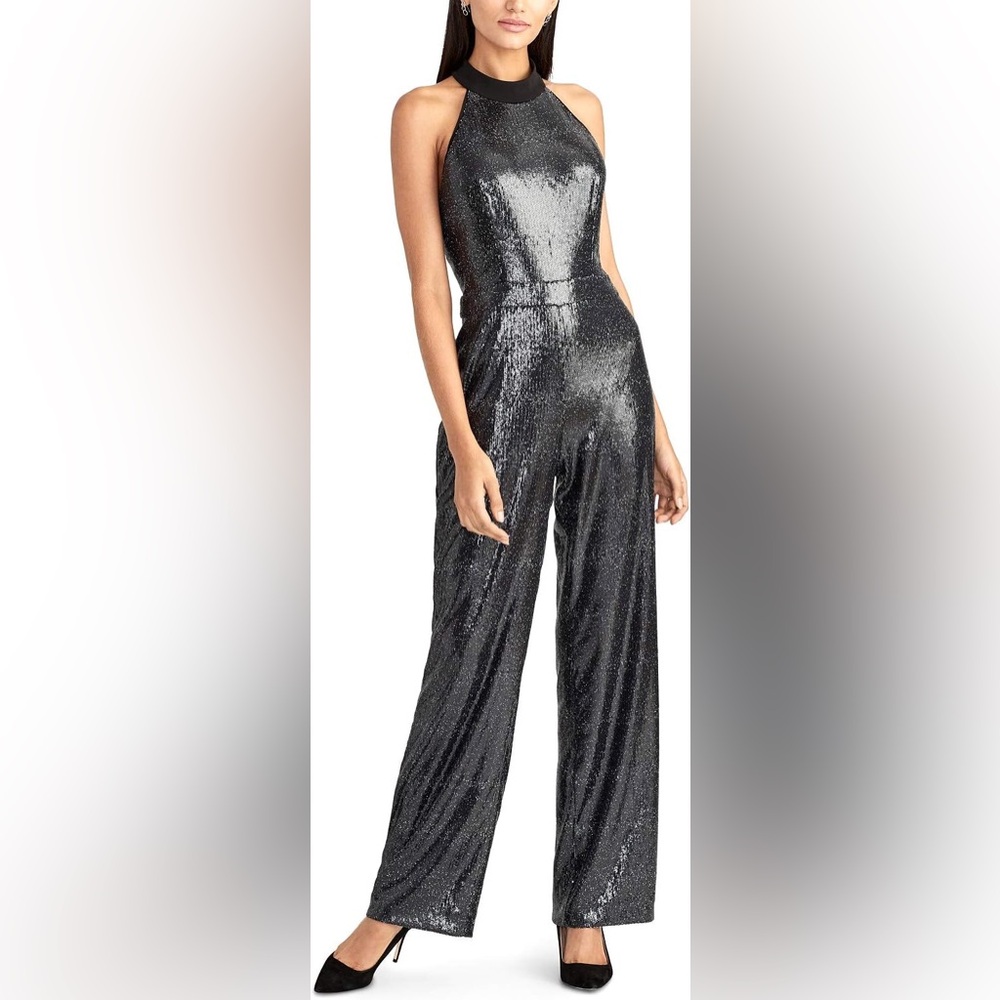 RACHEL Rachel Roy Black Sequined Jumpsuit